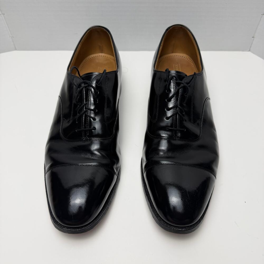 Johnston & Murphy Melton Cap Toe Oxford Optima Black Leather Shoes Mens 13 D USA